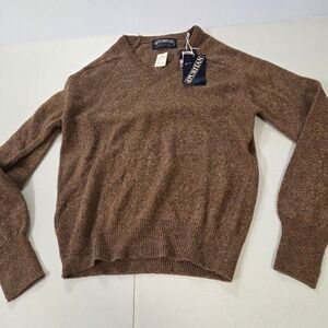 Puritan Vintage Mens Small Brown Wool Blend V-Neck Sweater Made in USA NWT